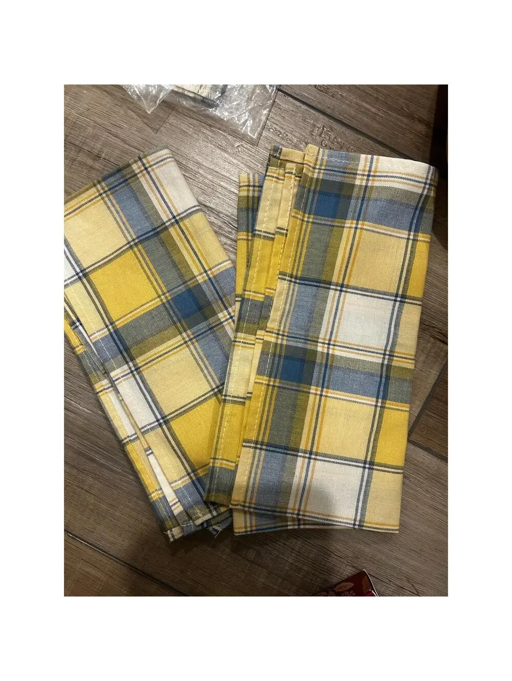 Longaberger CORNFLOWER PLAID NAPKINS 2 PK Fabric fall butternut